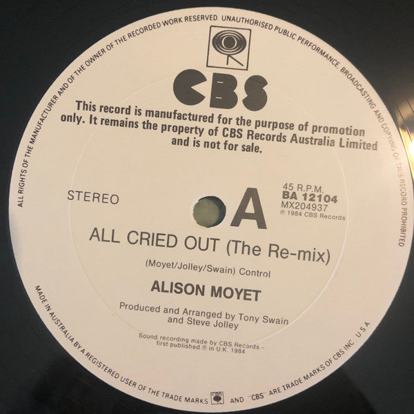 Alison Moyet : All Cried Out (12", Promo)