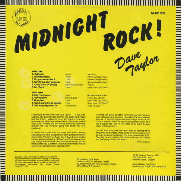 Dave Taylor (2) : Midnight Rock! (LP, Album, RE)