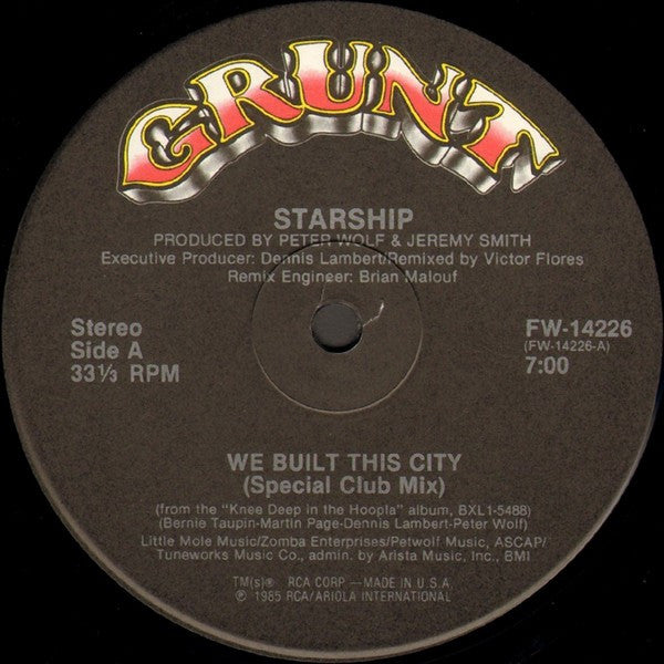 Starship (2) : We Built This City (12", Ind)