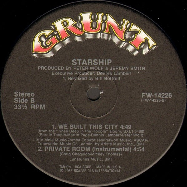 Starship (2) : We Built This City (12", Ind)