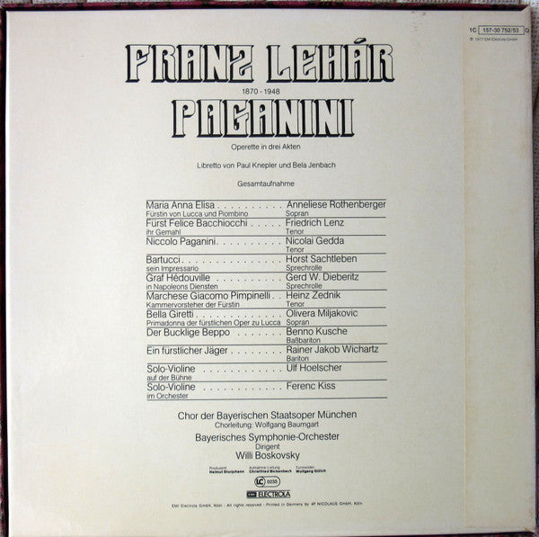 Franz Lehár : Paganini (2xLP, Album, Quad, Box)