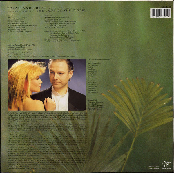 Toyah And Fripp* Featuring The League Of Crafty Guitarists : The Lady Or The Tiger? (LP, Album)