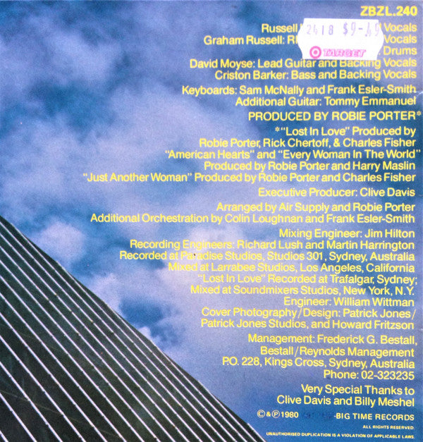 Air Supply : Lost In Love (LP, Album)