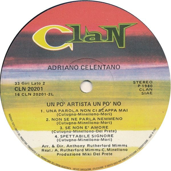 Adriano Celentano : Un Po' Artista Un Po' No (LP, Album)