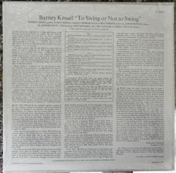 Barney Kessel : Vol. 3, To Swing Or Not To Swing (LP, Album, RE)