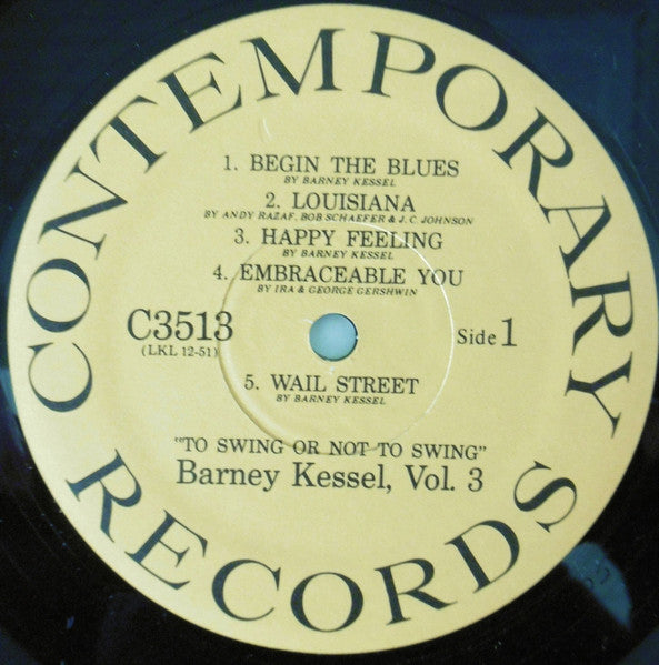 Barney Kessel : Vol. 3, To Swing Or Not To Swing (LP, Album, RE)