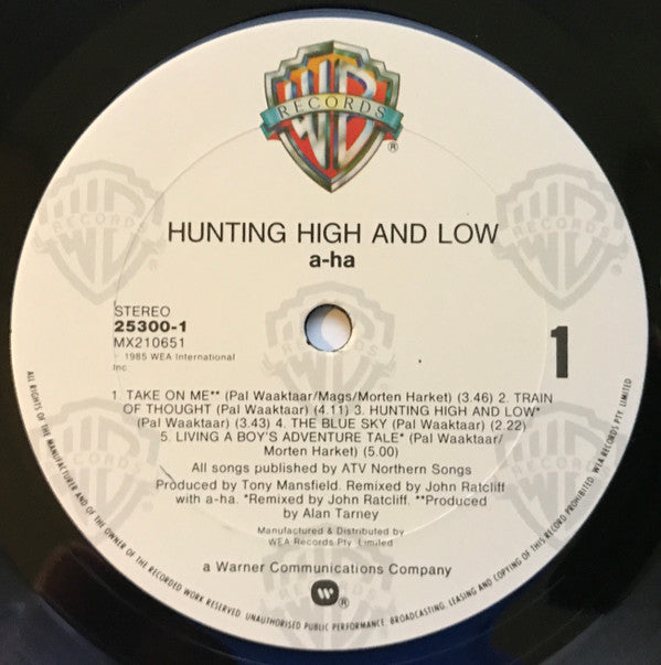 a-ha : Hunting High And Low (LP, Album)