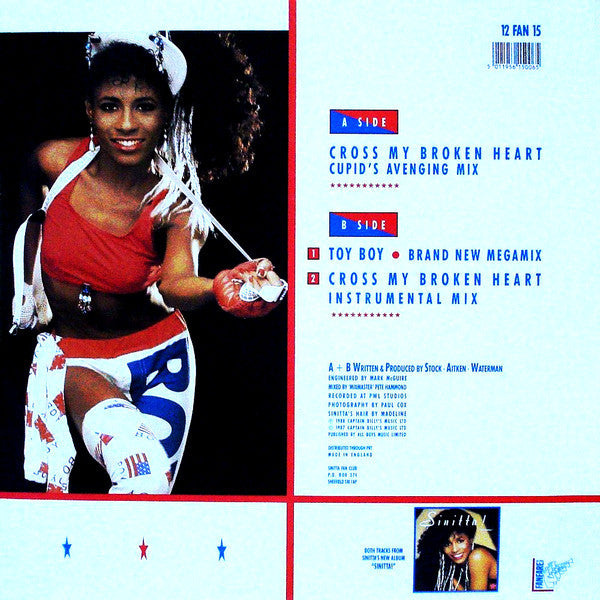 Sinitta : Cross My Broken Heart (Cupid's Avenging Mix) (12", EP)