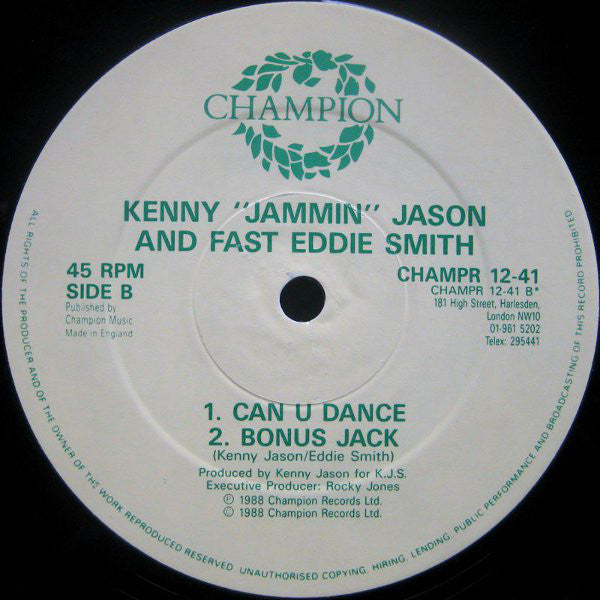 Kenny 'Jammin' Jason* And Fast Eddie Smith* : Can U Dance (Noise Boys Remix) (12")