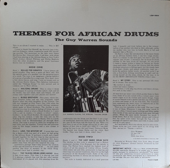 The Guy Warren Sounds : Themes For African Drums (LP, Album)