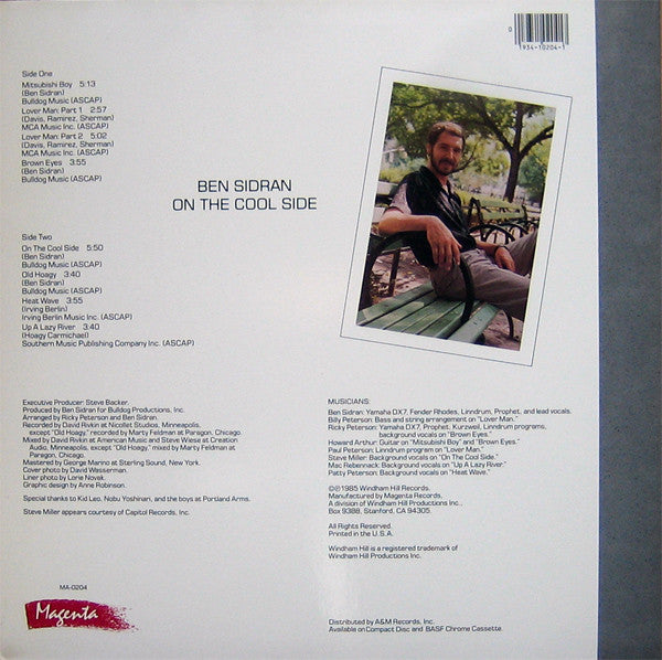 Ben Sidran : On The Cool Side (LP, Album)