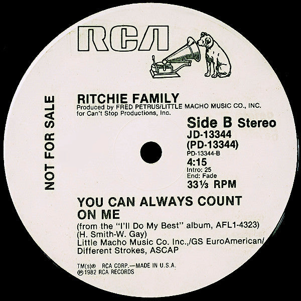 Ritchie Family* : Alright On The Night (12", Promo)