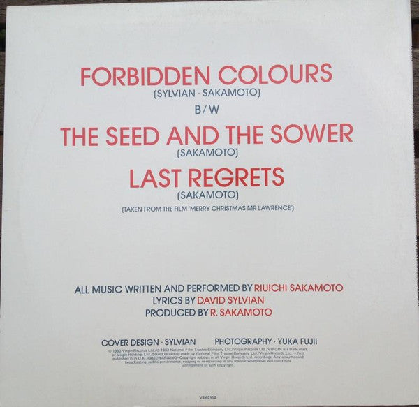 David Sylvian, Ryuichi Sakamoto* : Forbidden Colours (12", Single)