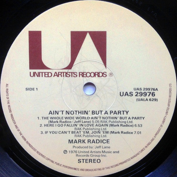 Mark Radice : Ain't Nothin' But A Party (LP, Album)