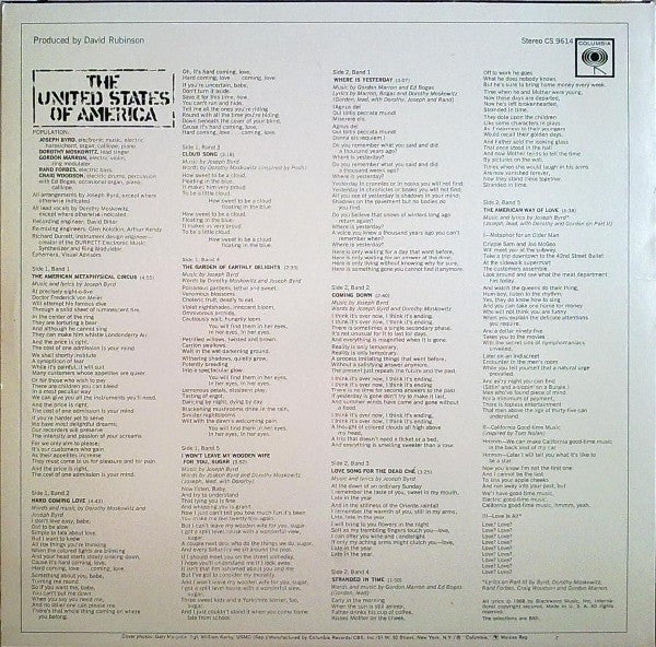 The United States Of America : The United States Of America (LP, Album, RE)
