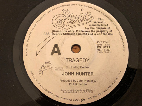 John Hunter (3) : Tragedy (7", Single, Promo)