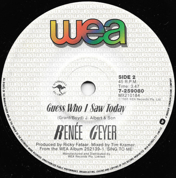 Renée Geyer* : All My Love (7", Single)