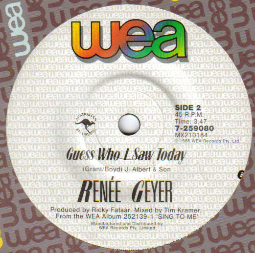 Renée Geyer* : All My Love (7", Single)