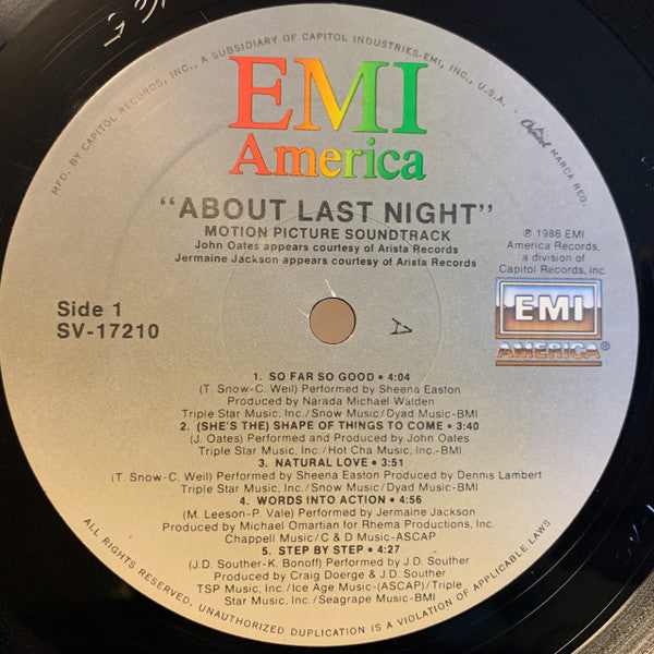 Various : "About Last Night..." (Music From The Motion Picture) (LP, Album, All)