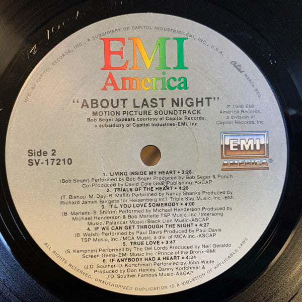 Various : "About Last Night..." (Music From The Motion Picture) (LP, Album, All)