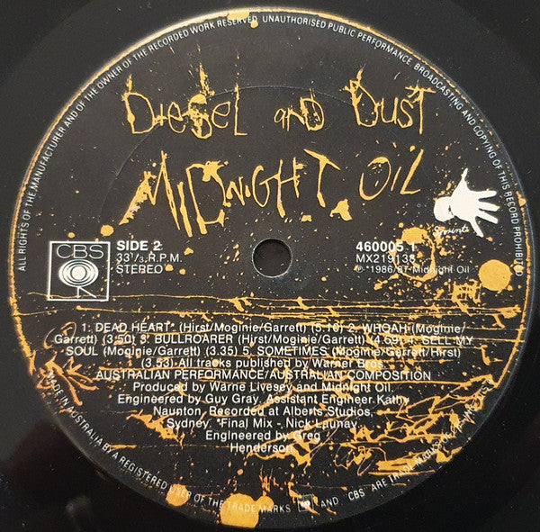 Midnight Oil : Diesel And Dust (LP, Album, Gat)