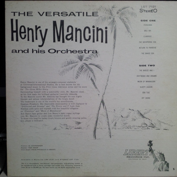 Henry Mancini And His Orchestra : The Versatile Henry Mancini And His Orchestra (LP, Album)