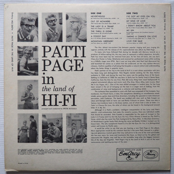 Patti Page : In The Land Of Hi-Fi (LP, Album, Mono)