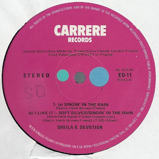 Sheila B. Devotion* : Singin In The Rain (12")