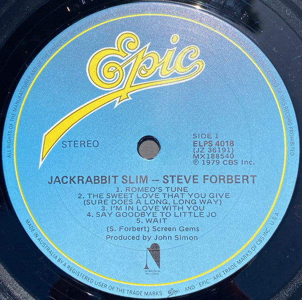 Steve Forbert : Jackrabbit Slim (LP, Album)