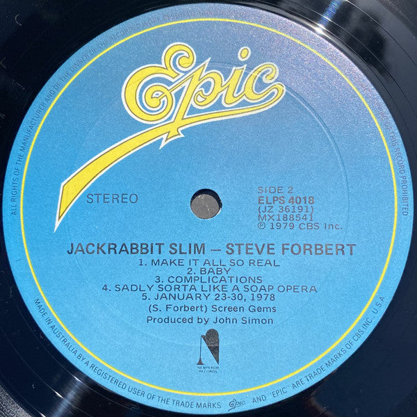 Steve Forbert : Jackrabbit Slim (LP, Album)