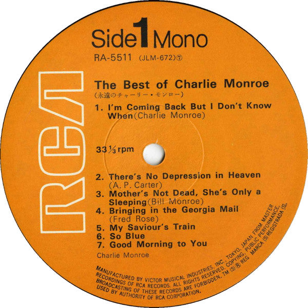 Charlie Monroe : The Best Of Charlie Monroe (LP, Comp, Mono)