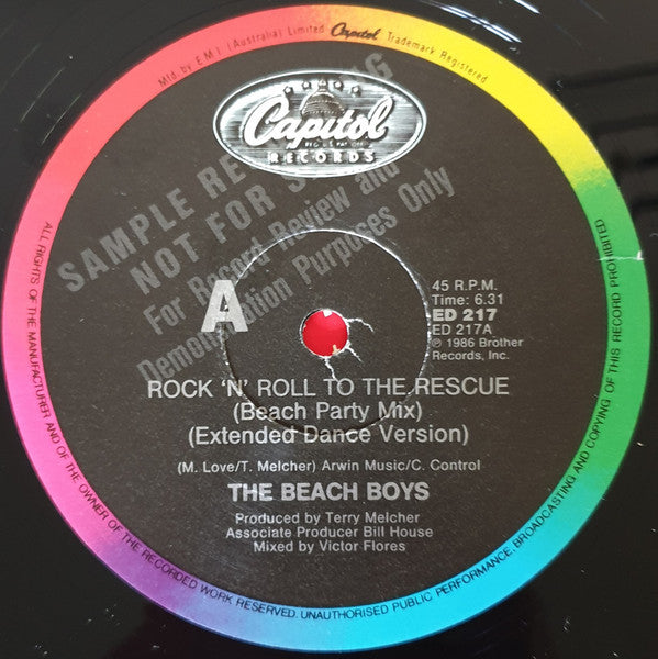 The Beach Boys : Rock 'N' Roll To The Rescue (12", Single, Promo)