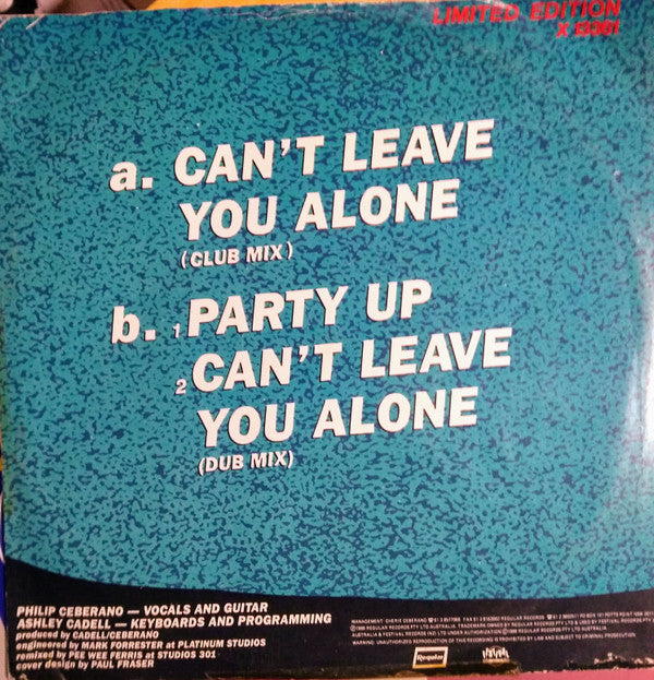 Technicolor (5) : Can't Leave You Alone (12", Single)