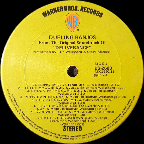 Eric Weissberg And Steve Mandel* : Dueling Banjos From The Original Motion Picture Sound Track Deliverance And Additional Music (LP, Album)