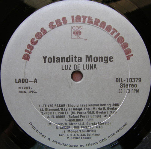 Yolandita Monge : Luz De Luna (LP, Album)