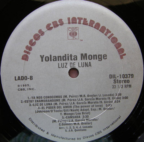 Yolandita Monge : Luz De Luna (LP, Album)