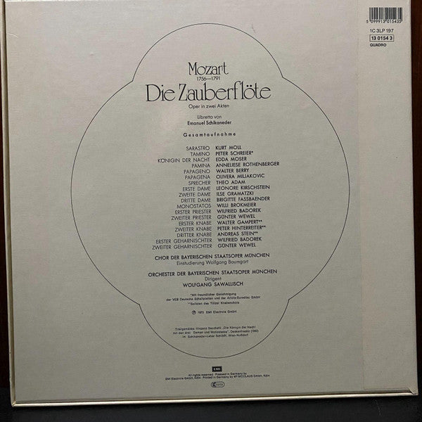 Mozart* / Anneliese Rothenberger, Edda Moser, Peter Schreier, Walter Berry, Kurt Moll, Theo Adam / Chor* Und Orchester der Bayerischen Staatsoper*, Wolfgang Sawallisch : Die Zauberflöte (3xLP, Quad, RE + Box)