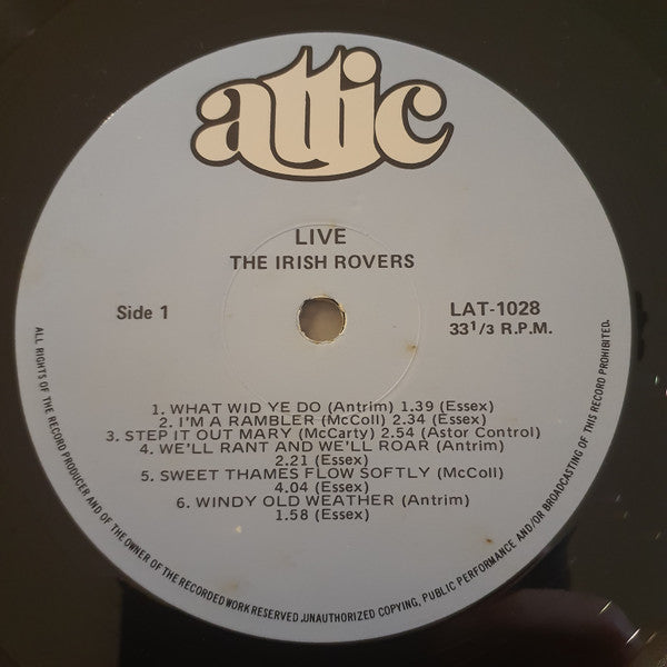 The Irish Rovers : Live! (LP, Album)