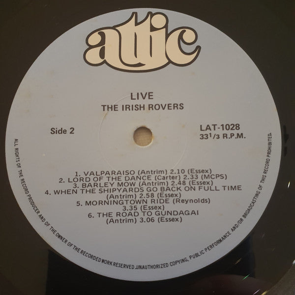 The Irish Rovers : Live! (LP, Album)