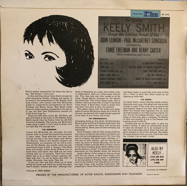 Keely Smith : Sings The John Lennon - Paul McCartney Songbook (LP, Album)