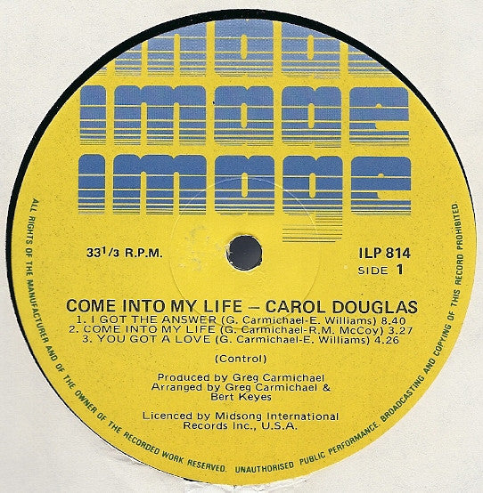 Carol Douglas : Come Into My Life (LP, Album)