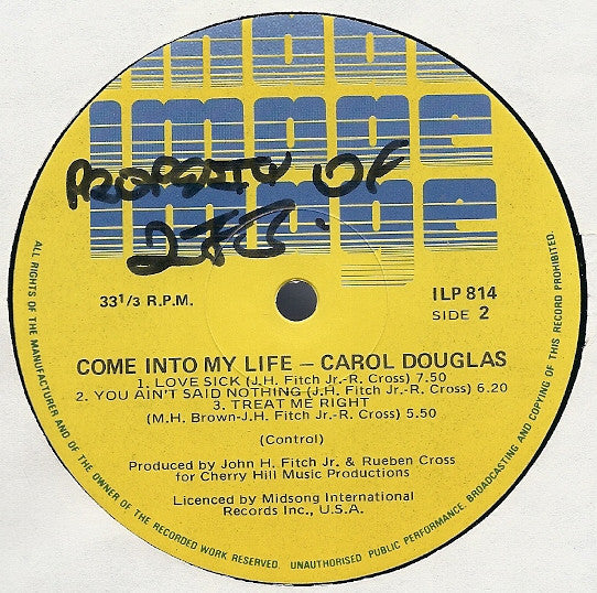 Carol Douglas : Come Into My Life (LP, Album)