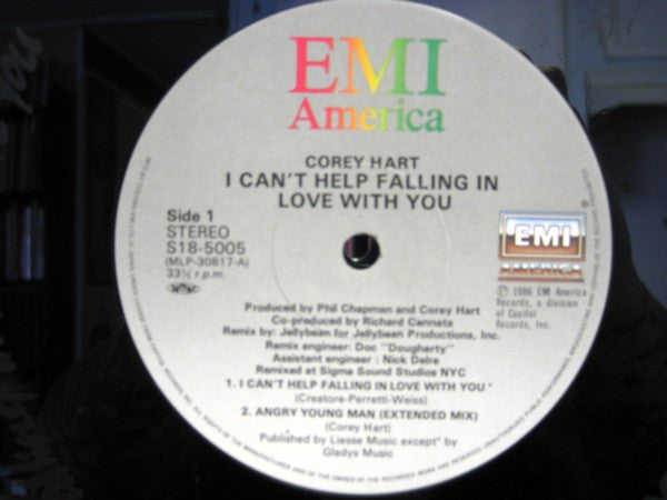 Corey Hart : I Can't Help Falling In Love With You (12", Maxi, Etch, Ltd)