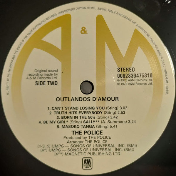 The Police : Outlandos D'Amour (LP, Album, RE, 180)