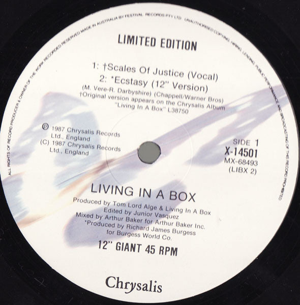 Living In A Box : Scales Of Justice (12", Single, Ltd)