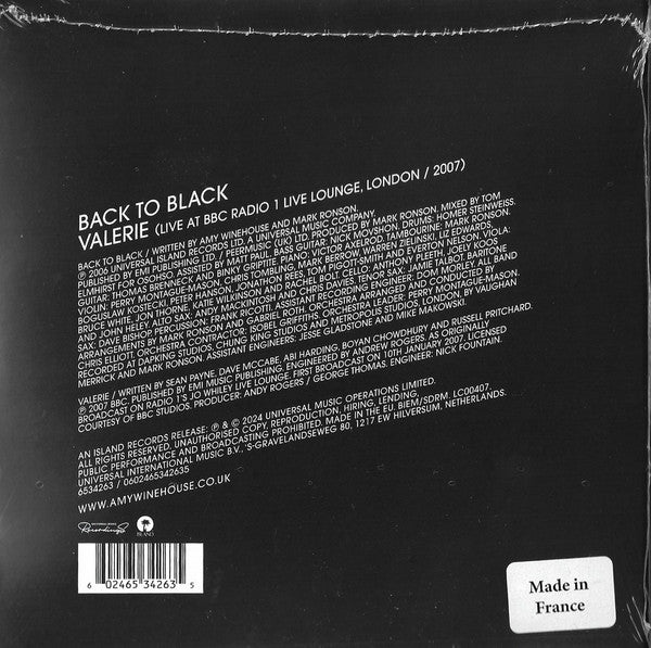 Amy Winehouse : Back To Black (7", Single, Ltd, S/Edition, Ult)