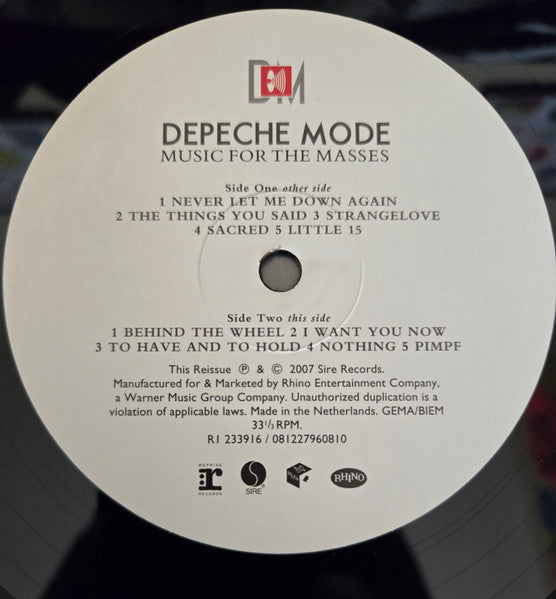 Depeche Mode : Music For The Masses (LP, Album, RE, RM, RP, 180)