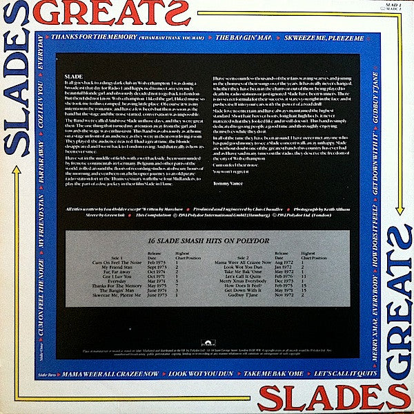 Slade : Slades Greats (LP, Comp)