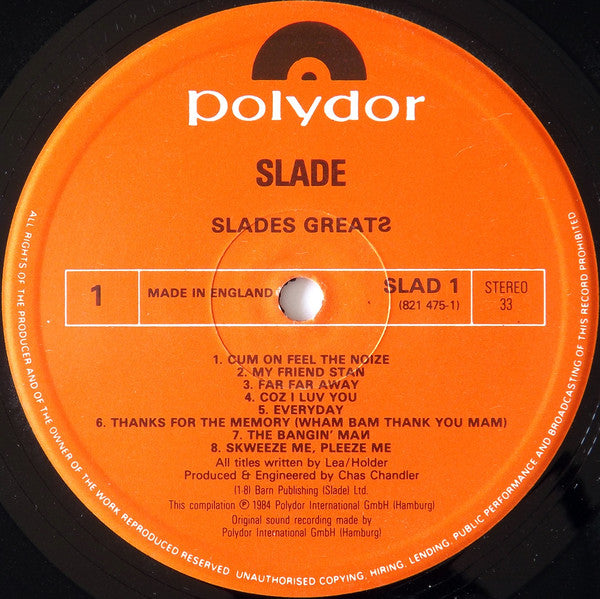 Slade : Slades Greats (LP, Comp)