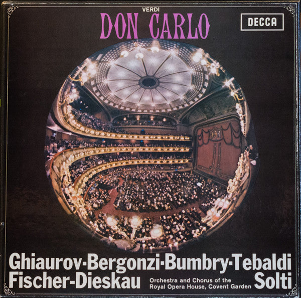 Verdi*, Ghiaurov* · Bergonzi* · Bumbry* · Tebaldi* · Fischer-Dieskau*, Chorus* & Orchestra Of The Royal Opera House, Covent Garden, Solti* : Don Carlo (4xLP, Album, RE + Box)